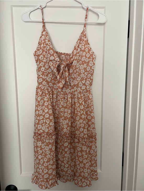 Dresses & Skirts - Floral Tie-Front Spaghetti Strap Dress - Peach Floral